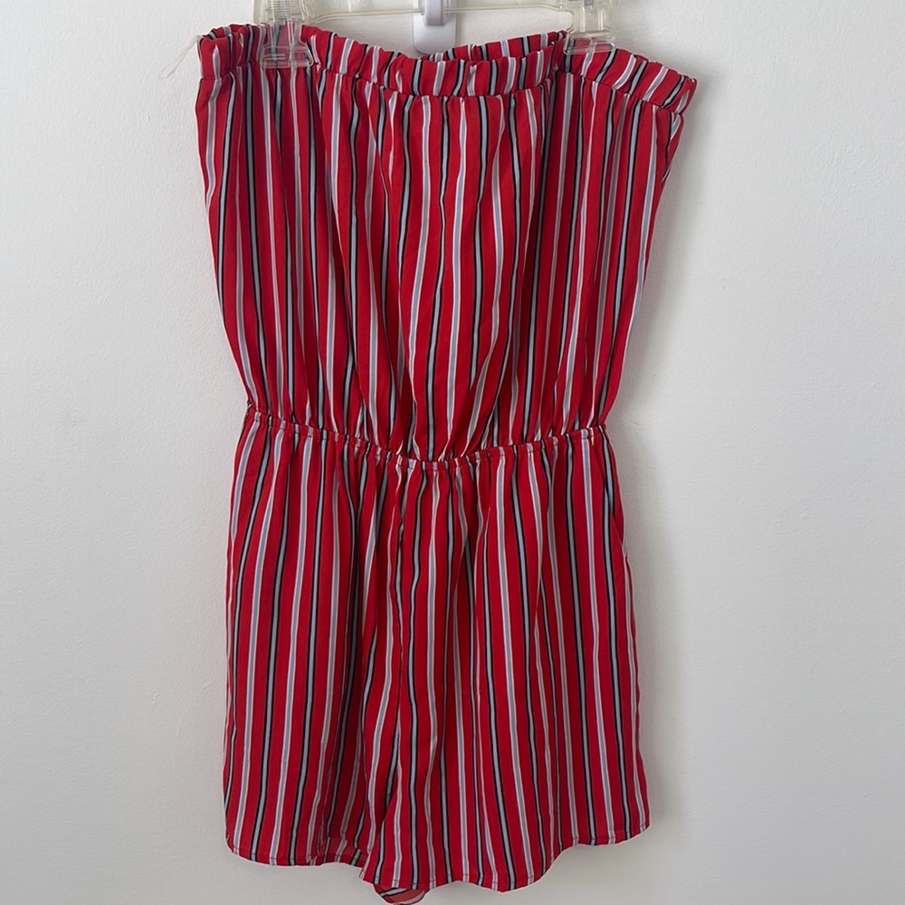 (Nordstrom) Soprano striped strapless romper
